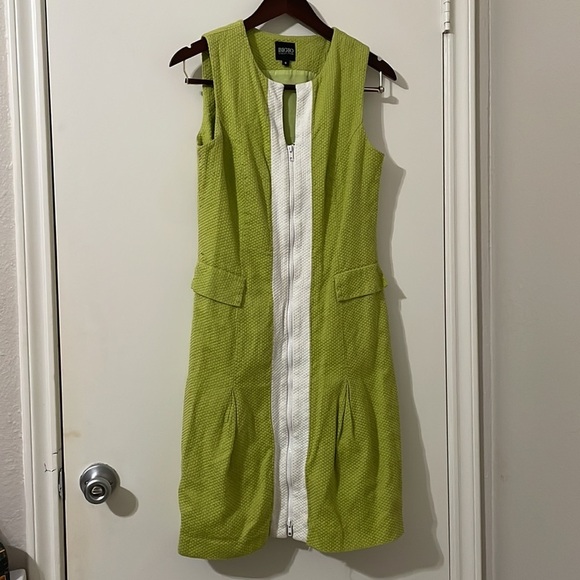 Bigio Collection Green and White Sleeveless Dress Size 8 - Picture 1 of 7